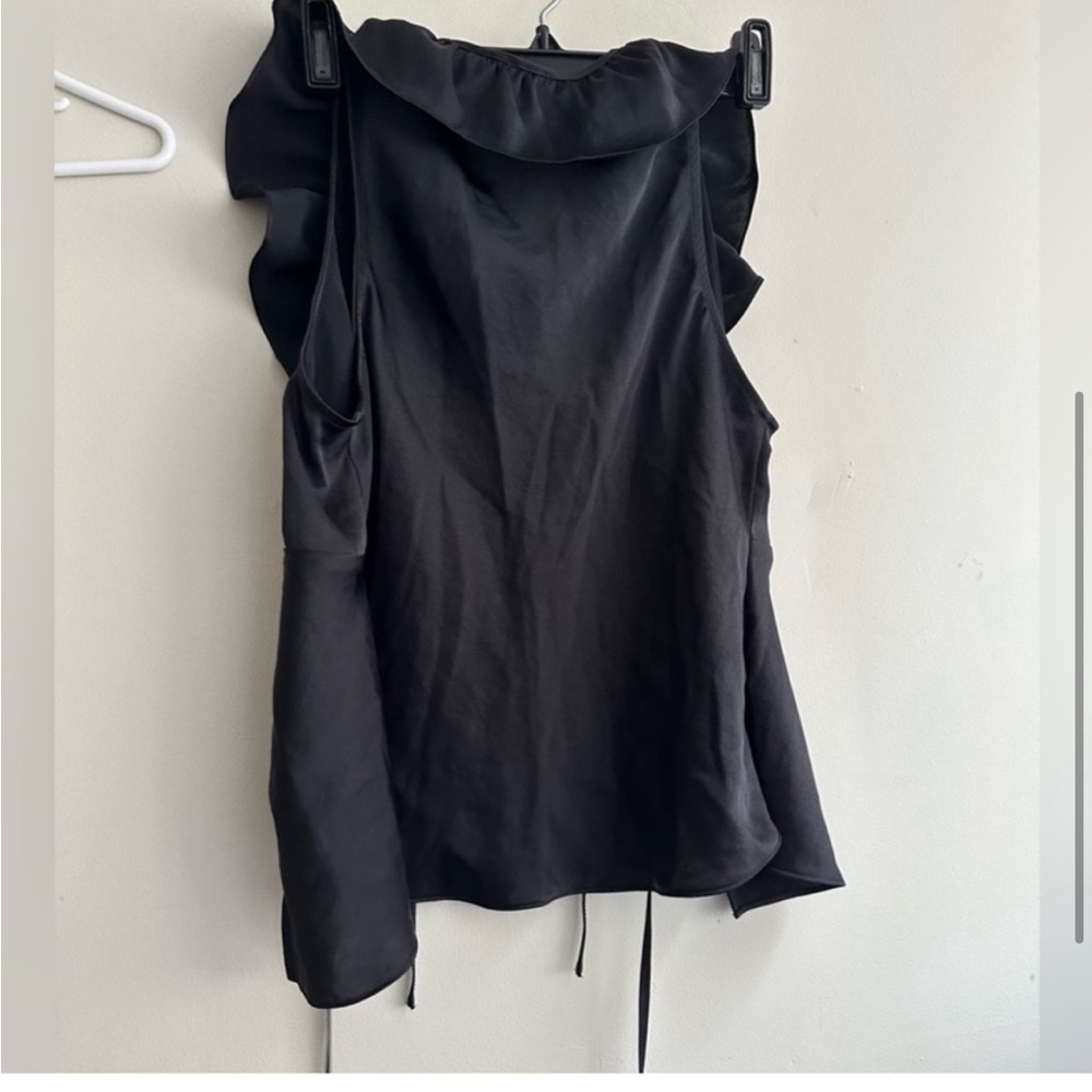 Wilfred Black Ruffle Tie-Front Satin Tank - Picture 3 of 3